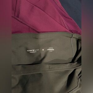 Old Navy Active Powersoft Leggings in Olive and Burgundy